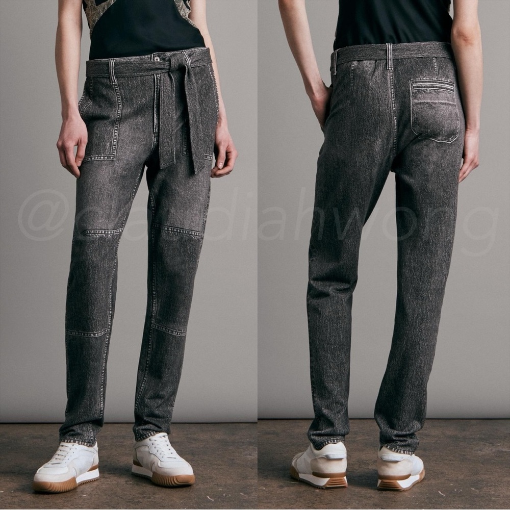 RAG & BONE Miramar Terry Patchwork Straight Leg Sweatpant Jeans in Black Magic